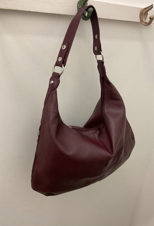 Burgundy Slouch Bag - Silver Hardware