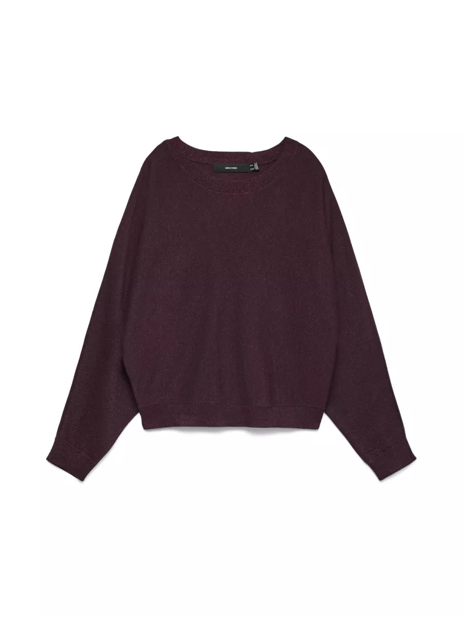 HAPPYGLITTER LS O-NECK BATWING PULLOVER - Winetasting