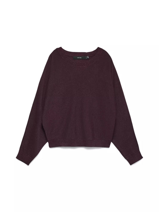 HAPPYGLITTER LS O-NECK BATWING PULLOVER - Winetasting