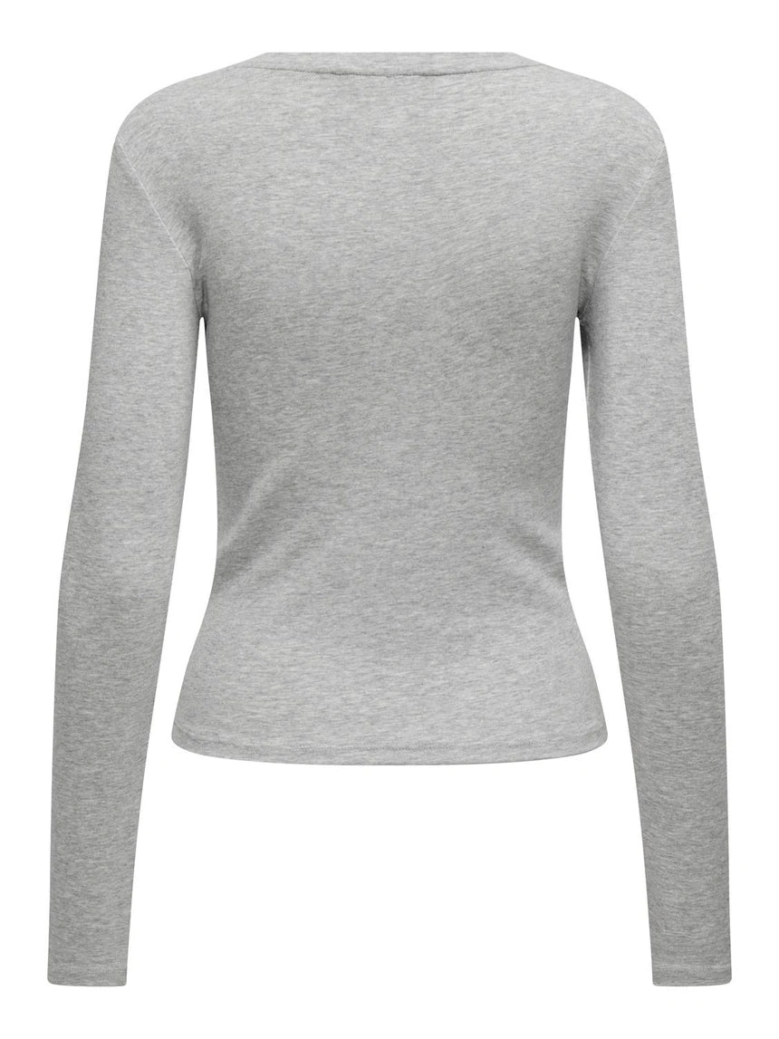 RILEY O-NECK L/S TOP JRS - Light Grey Melange
