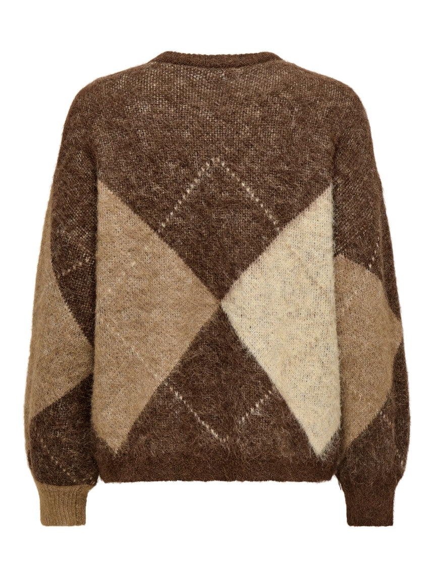 NOEME LIFE LS JQ O-NECK KNIT - Chestnut/ Cocoa Creme
