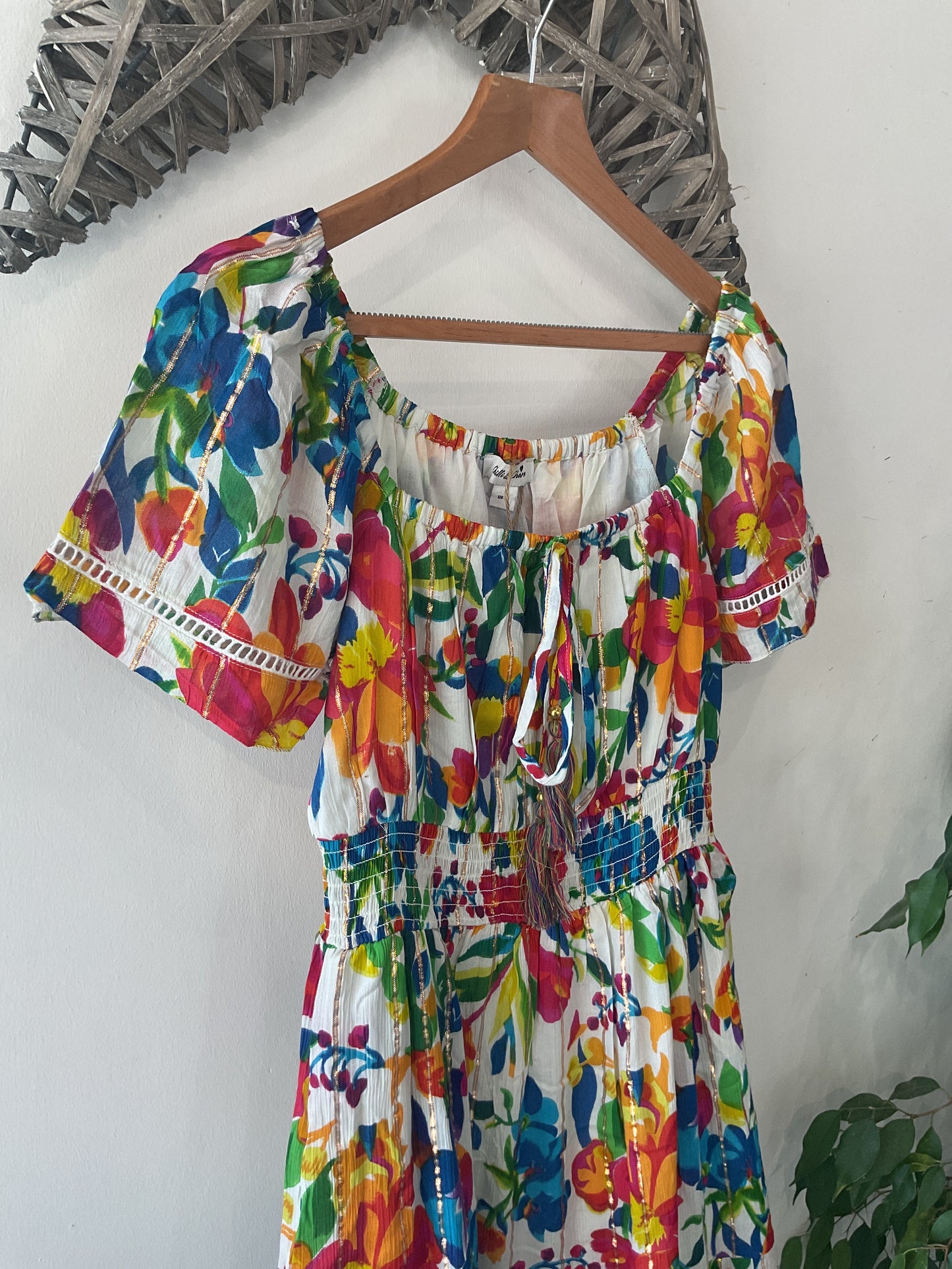 Floral Elastic Waist Long Dress - Multi