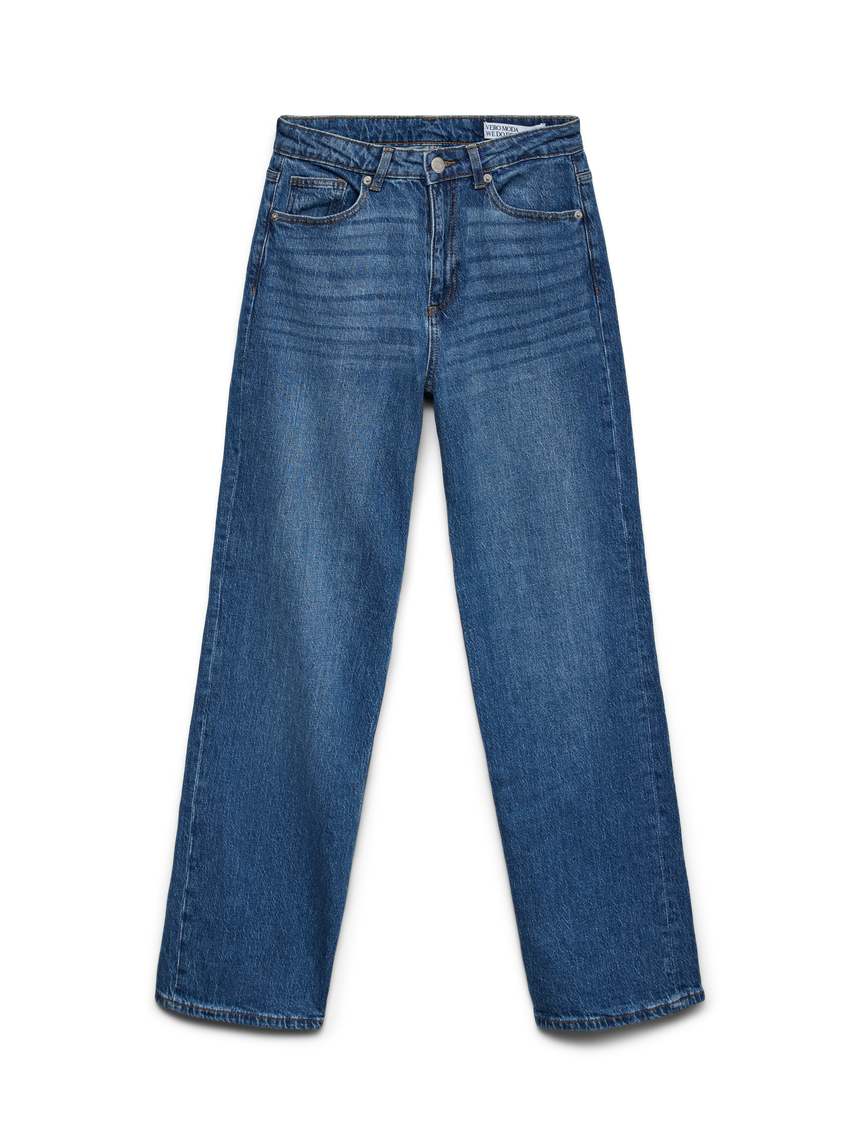 TESSA HR WIDE JEANS - Medium Blue Denim