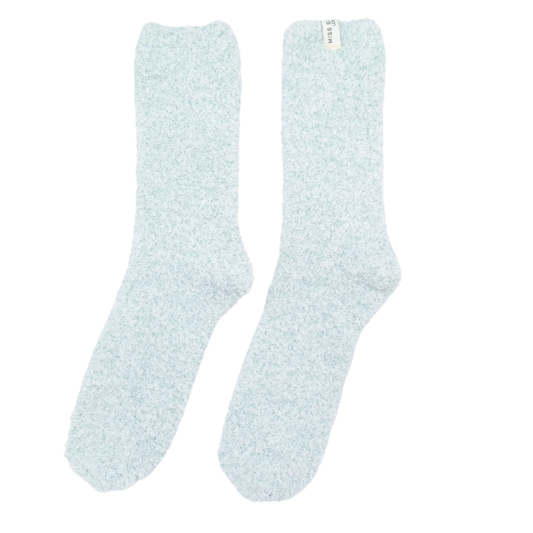 Fluffy Plain Socks - Duck Egg Blue