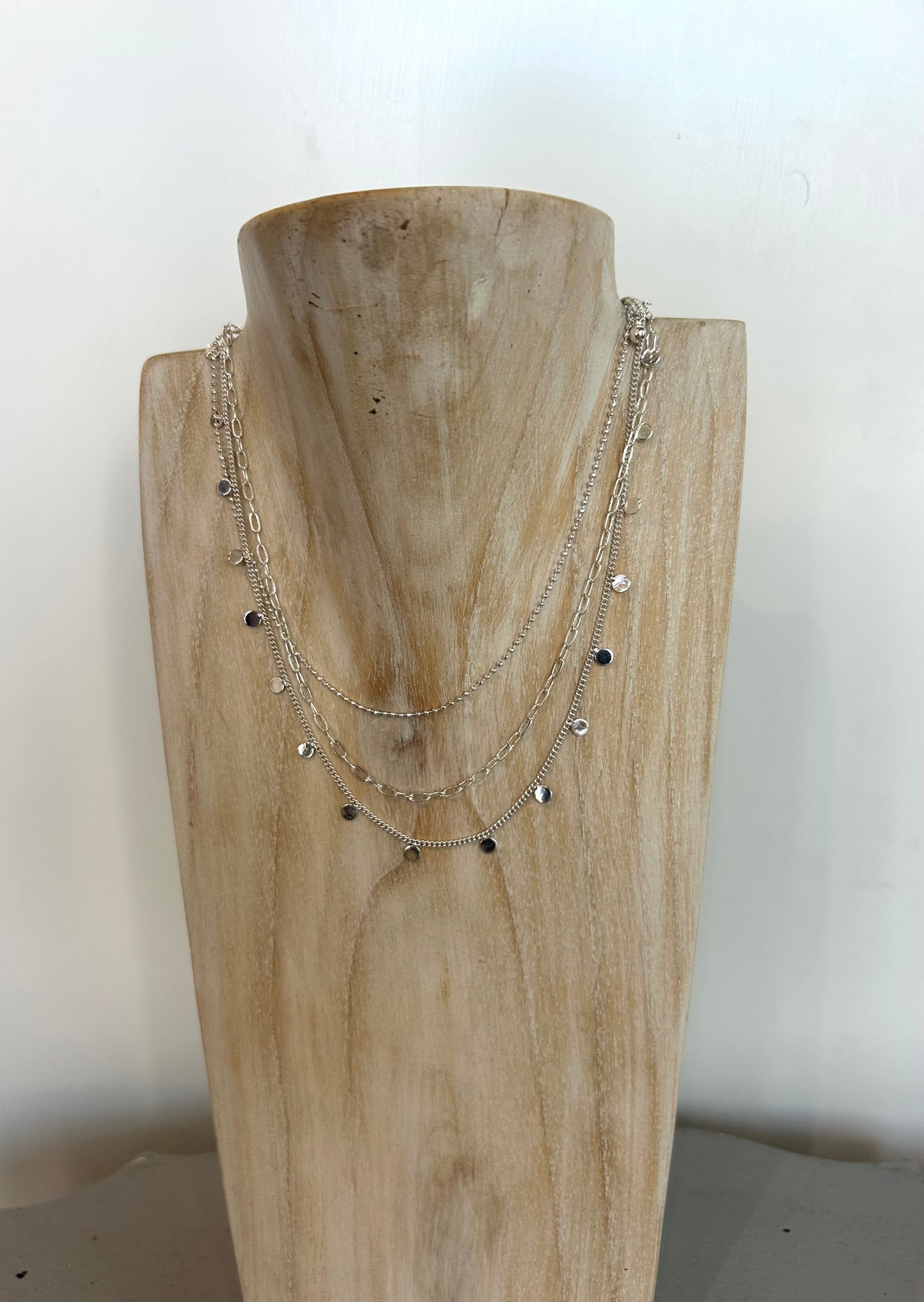 Layered Chain Detail Necklace - Silver
