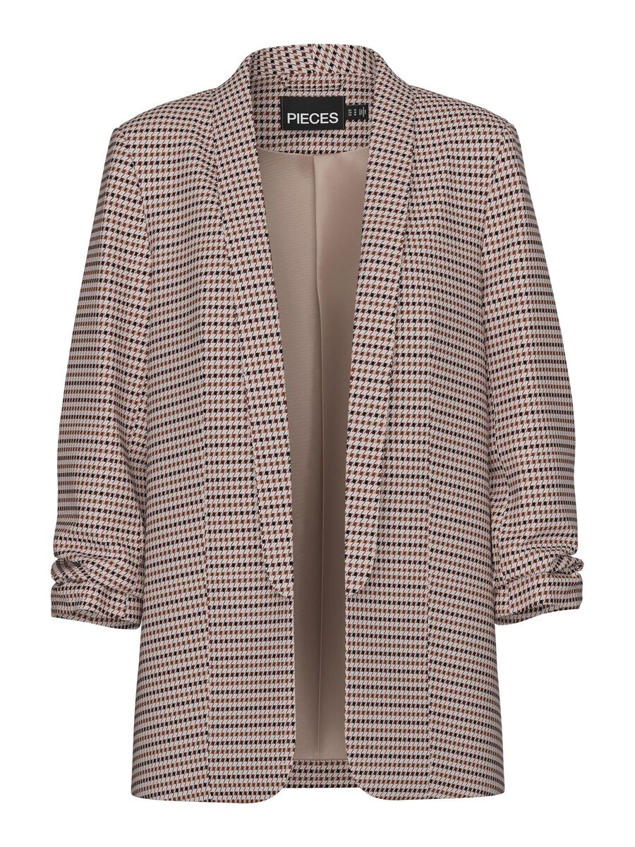 BOSELLA 3/4 PRINTED BLAZER - Silver Mink/Houndstooth