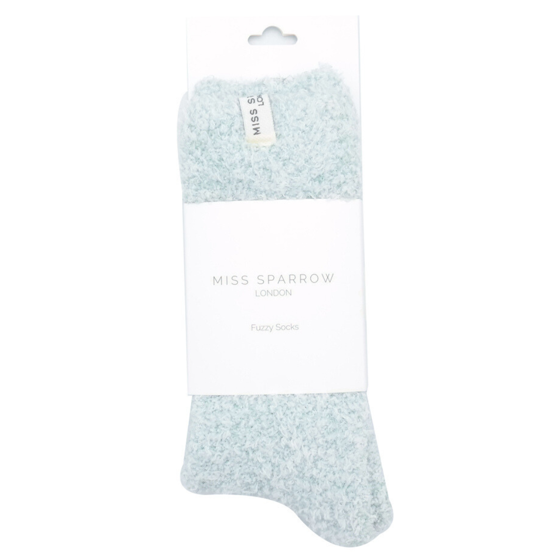Fluffy Plain Socks - Duck Egg Blue