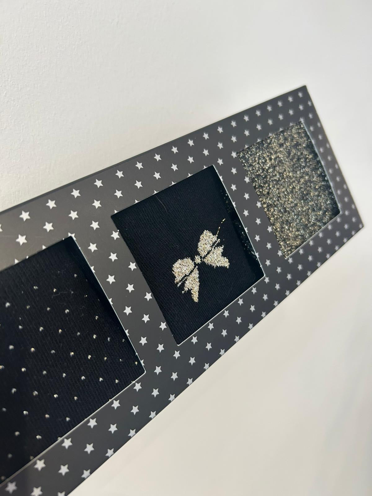 SYBIL 3 -PACK GLITTER SOCK BOX - Black/ Gold