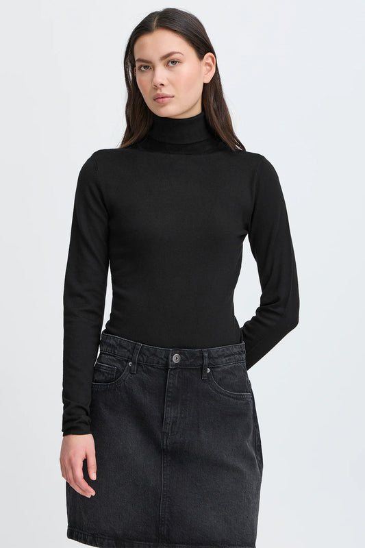 MAFA ROLLNECK KNIT TOP - Black