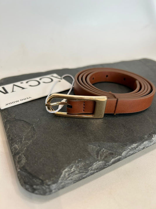 HANNAH COATED BELT - Cognac/ Gold