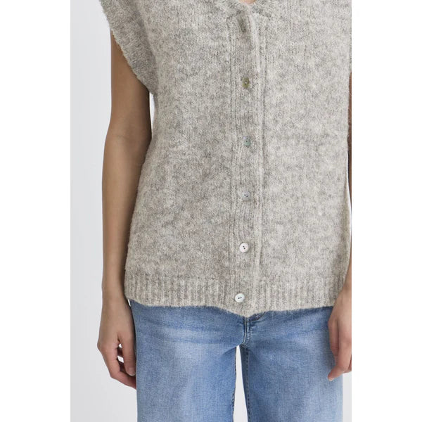 BELABLUE KNIT TANK CARDI - Light Grey Melange