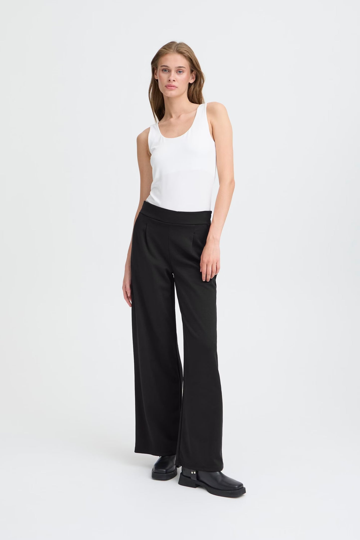 KATE SUS LONG WIDE TROUSERS - Black
