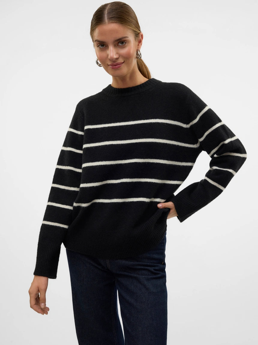 FLAWLESS LS O-NECK PULLOVER - Black w/Birch