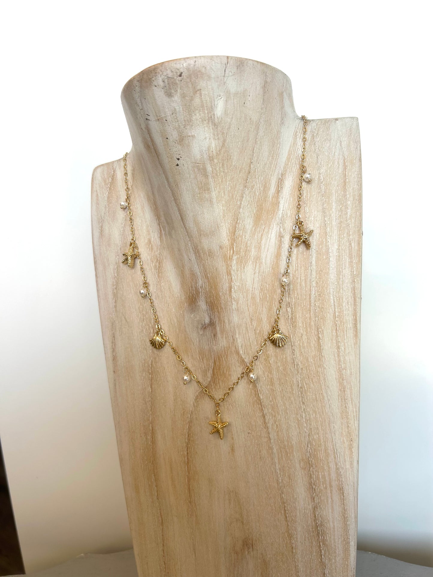 Assorted Shell and Pearl Necklace - Gold