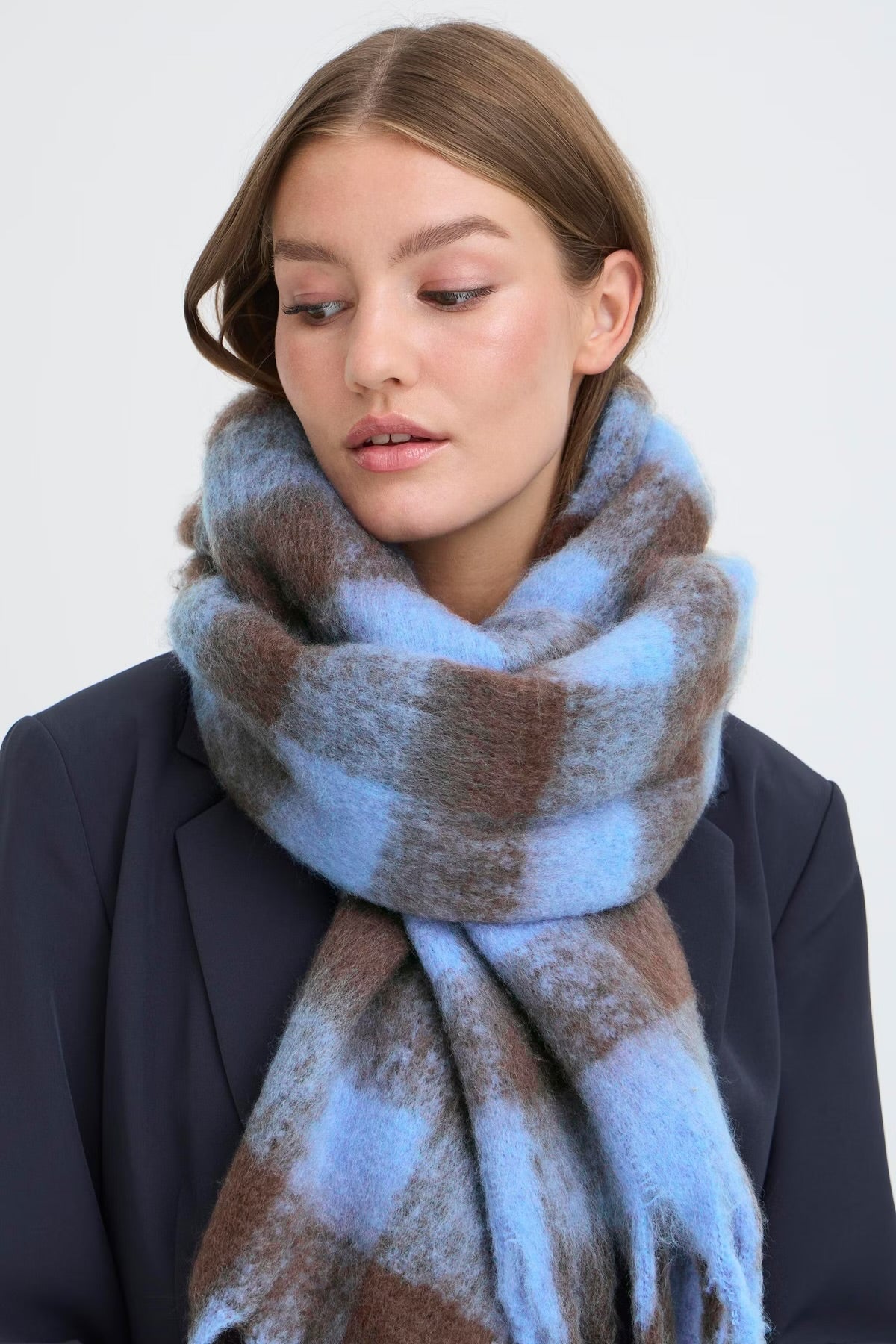 AMANUELLA SCARF - Blue/Brown Check