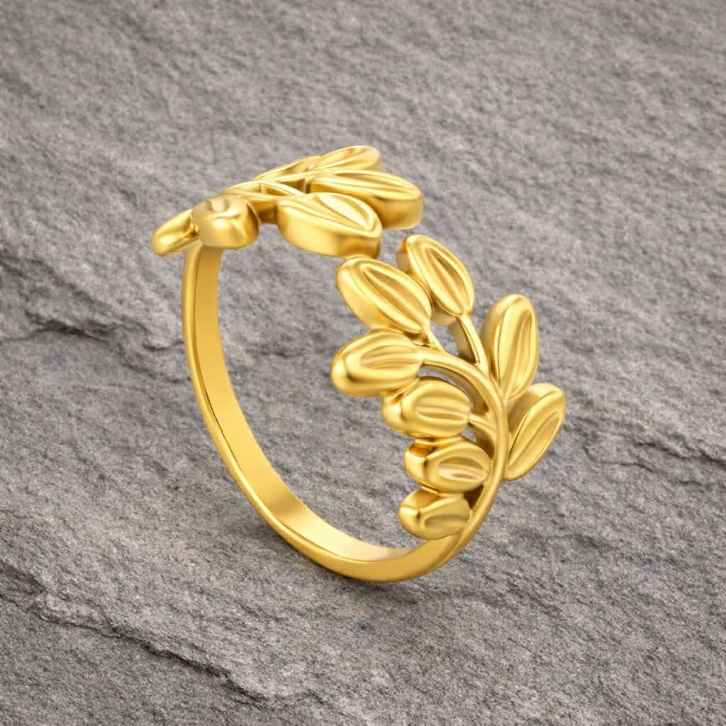 Tarnish Resistant Fern Band Open Ring