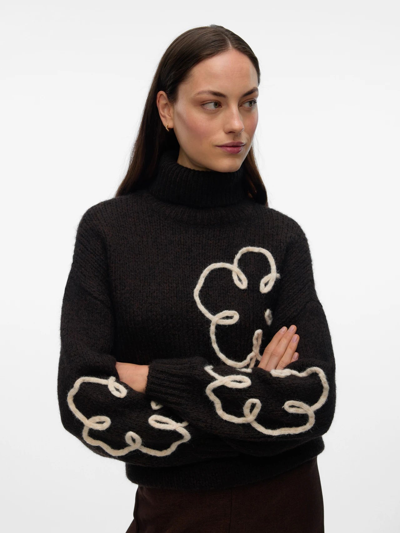FATIMA LS ROLLNECK PULLOVER - Chocolate Torte/Birch