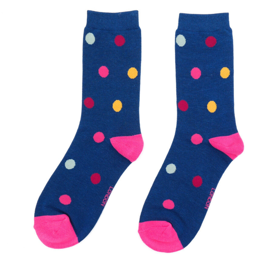 Bamboo Socks - Navy Polka Dot