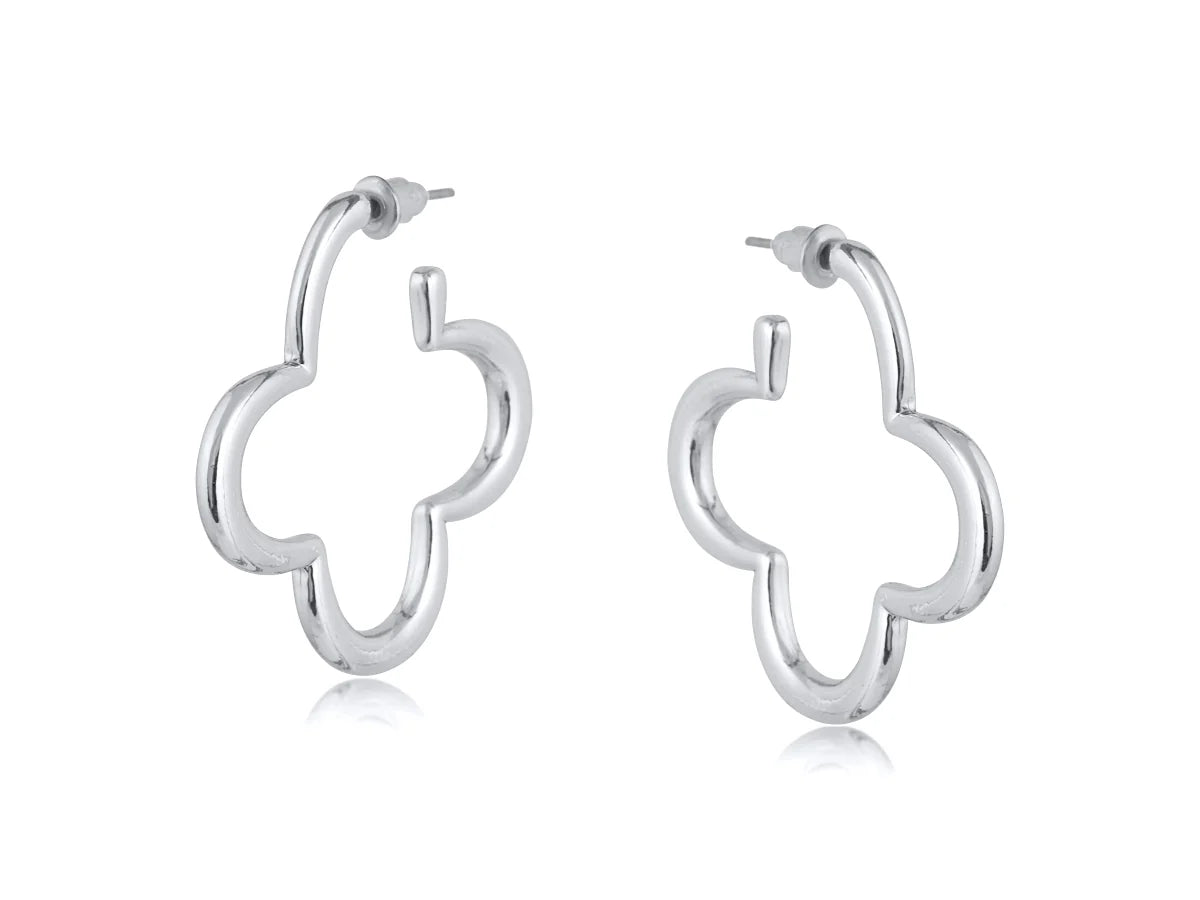 Clover Shape Hoops - Silver