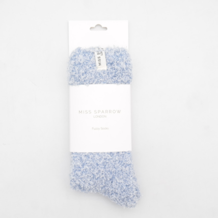 Fluffy Plain Socks - Sky Blue