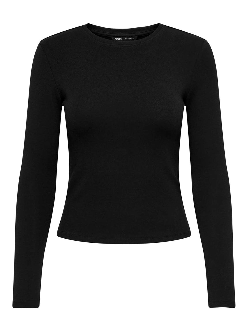 RILEY O-NECK L/S TOP JRS - Black