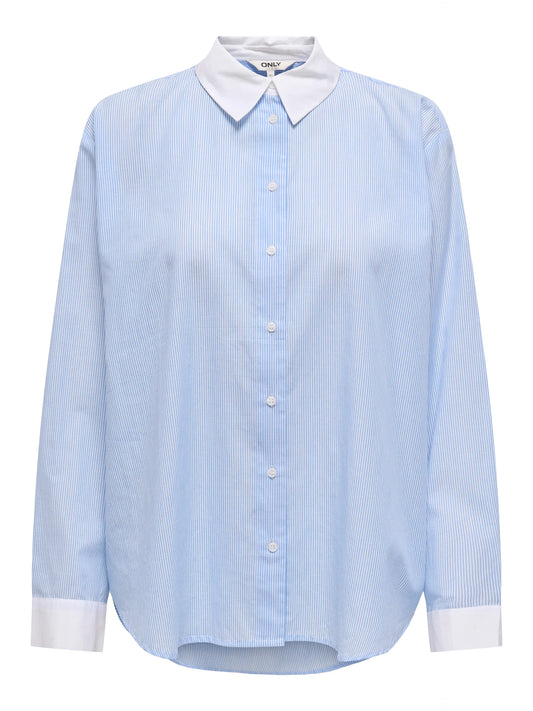 JULIE LIFE LS REGULAR STONE SHIRT - White/Blue
