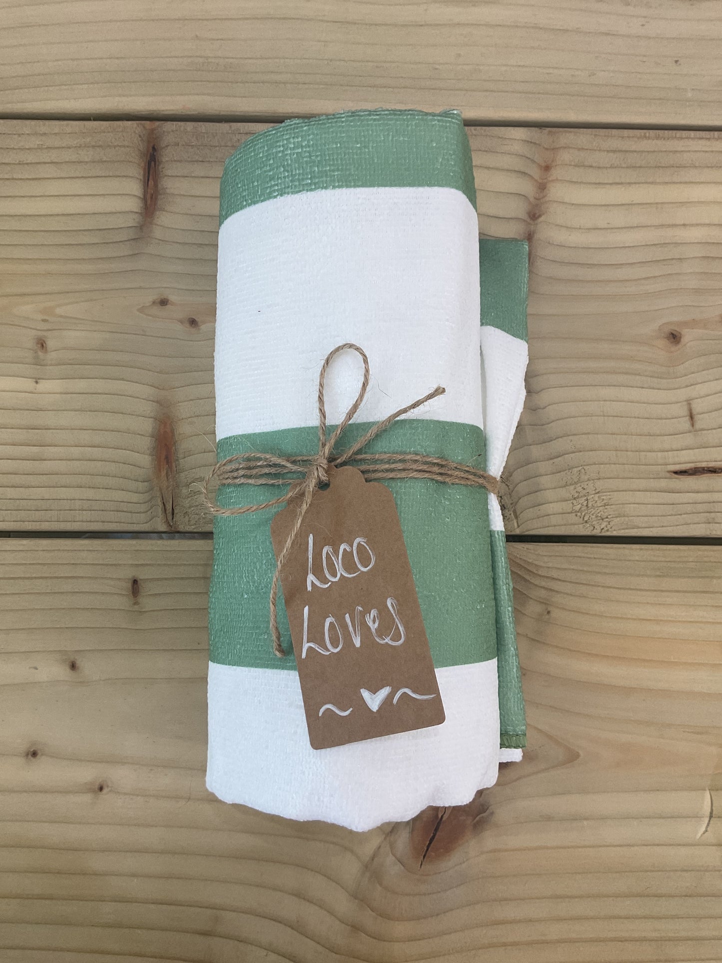 Striped Beach Towel - Green / White