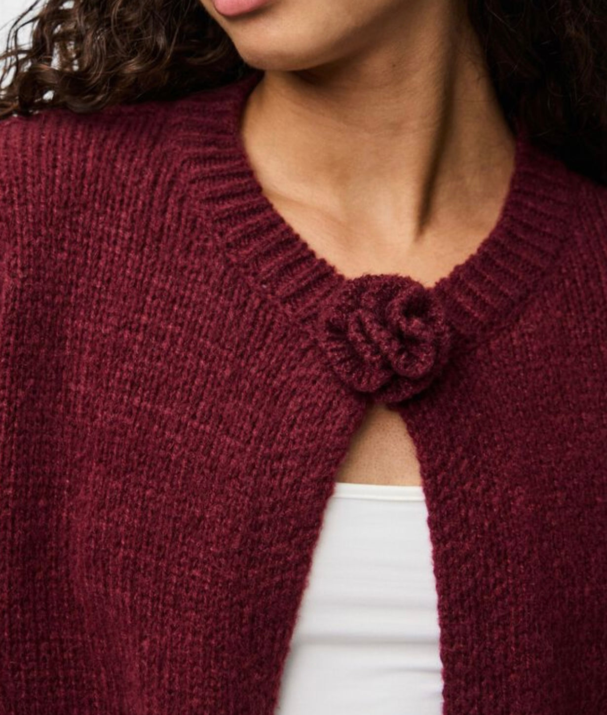 JELENA LS O-NECK KNIT CARDIGAN - Tawny Port