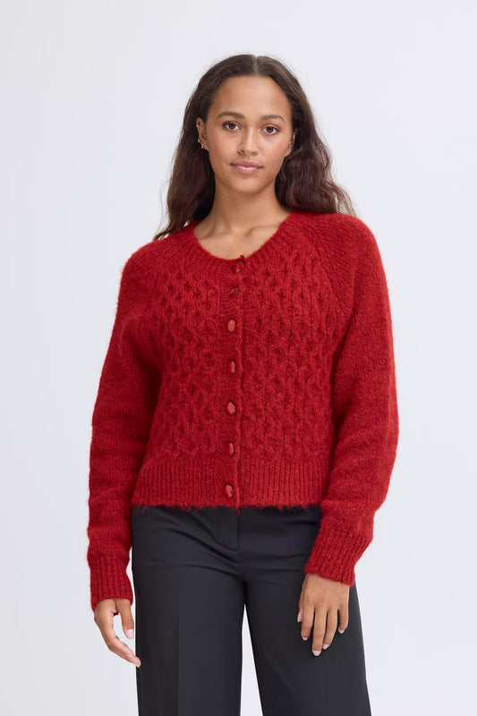 BELABLUE CARDIGAN - Red Dahlia