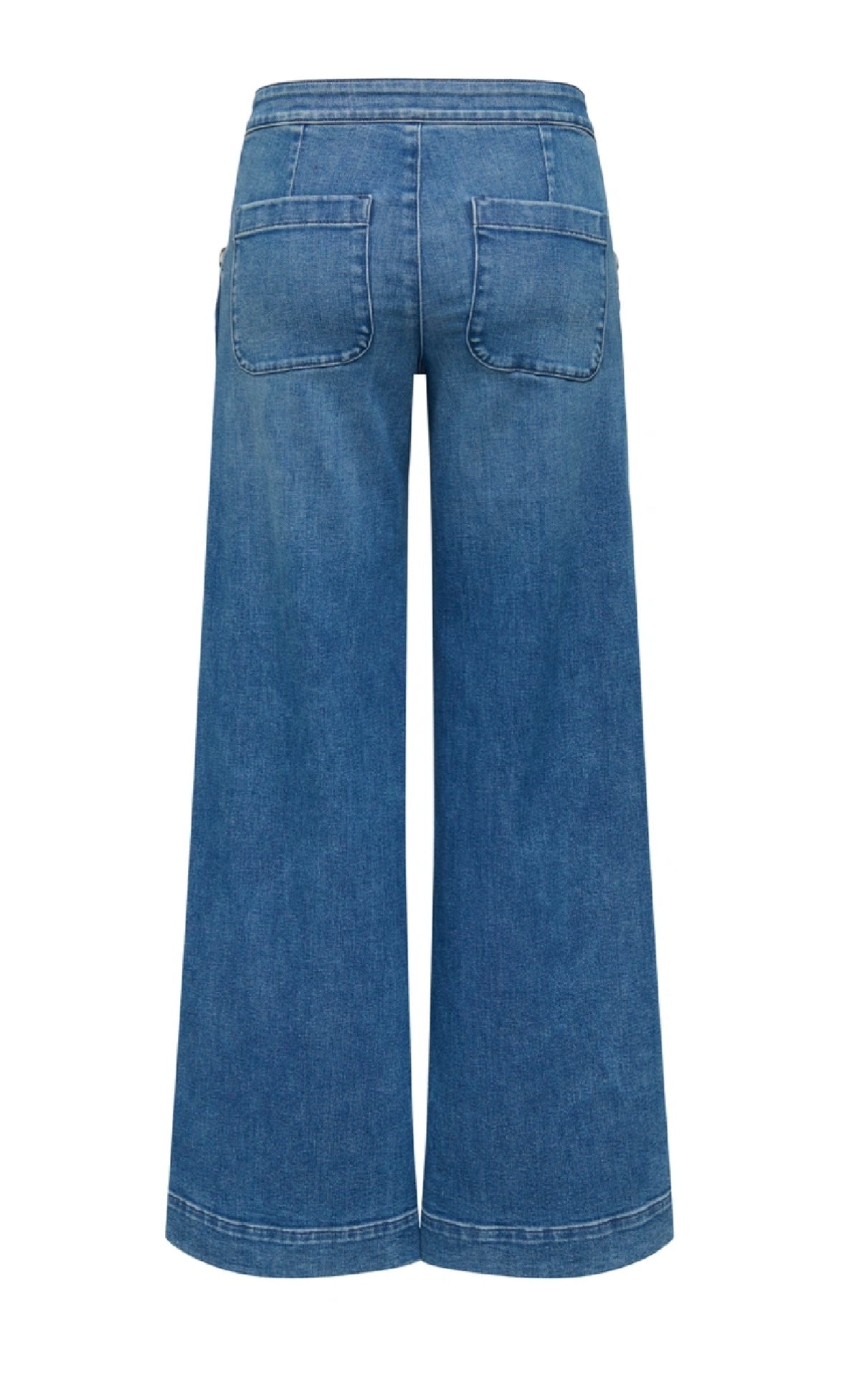 MADISON Button Wide Leg Jeans - Medium Blue