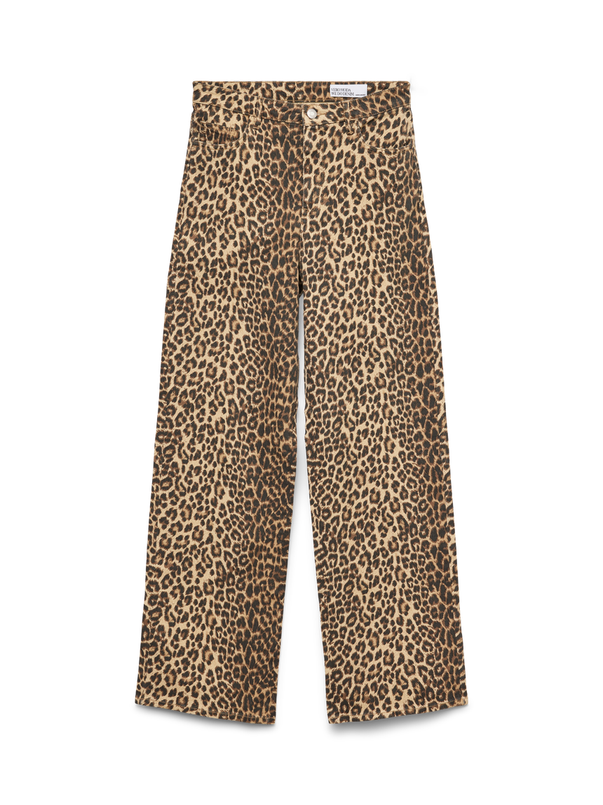 TESSA HR WIDE STRETCH AOP JEANS - Leopard