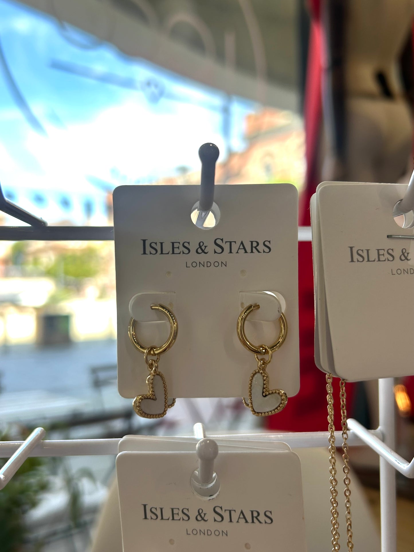 Pearlised Heart Hoop Earrings- Gold