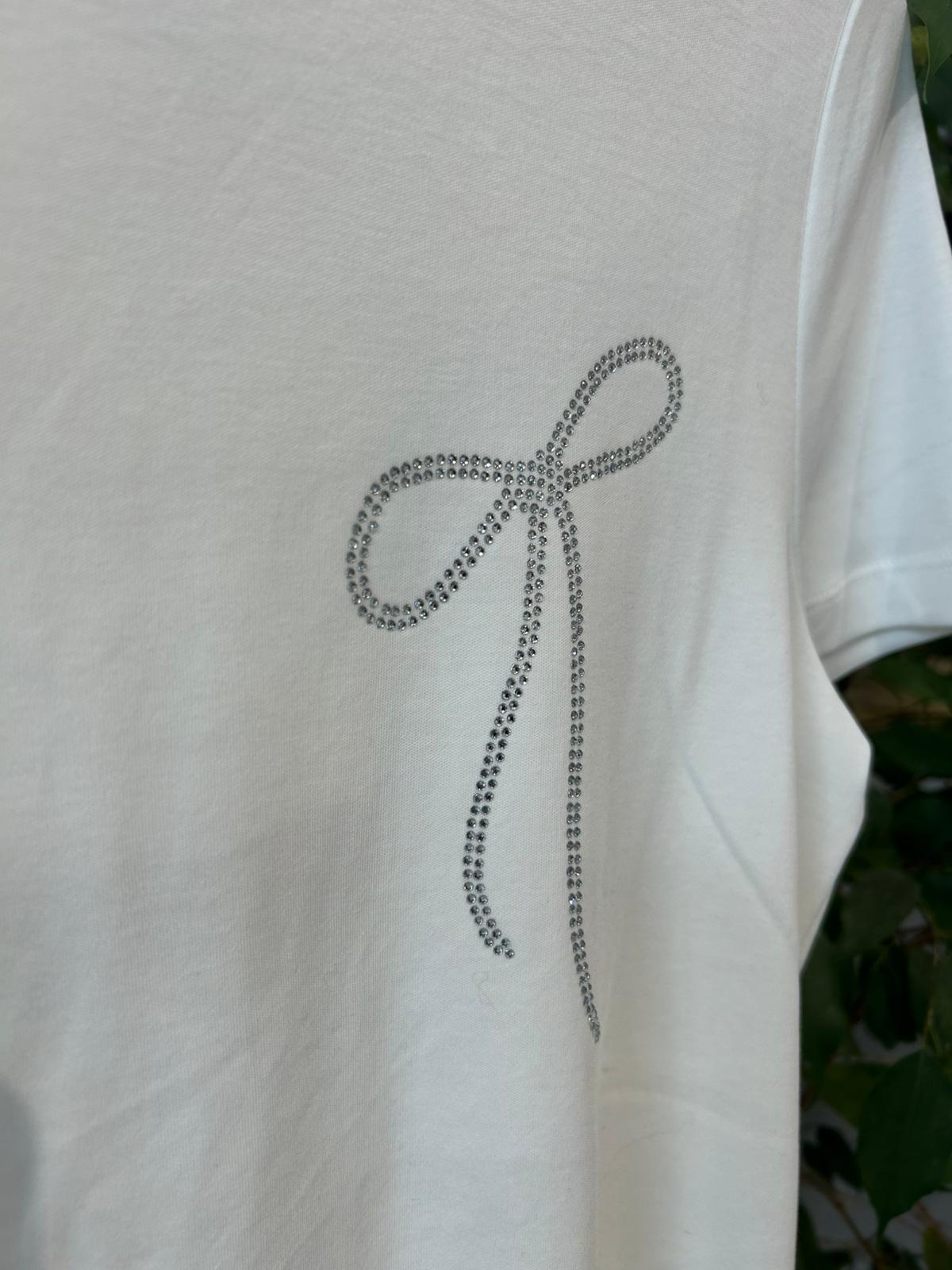 HENETH SS O-NECK TSHIRT - Snow White Bow