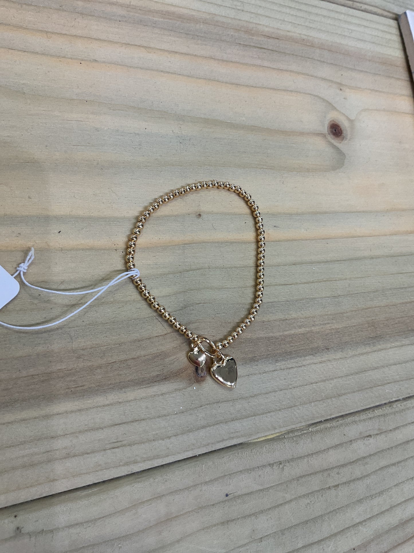 Heart Beaded Bracelet - Gold
