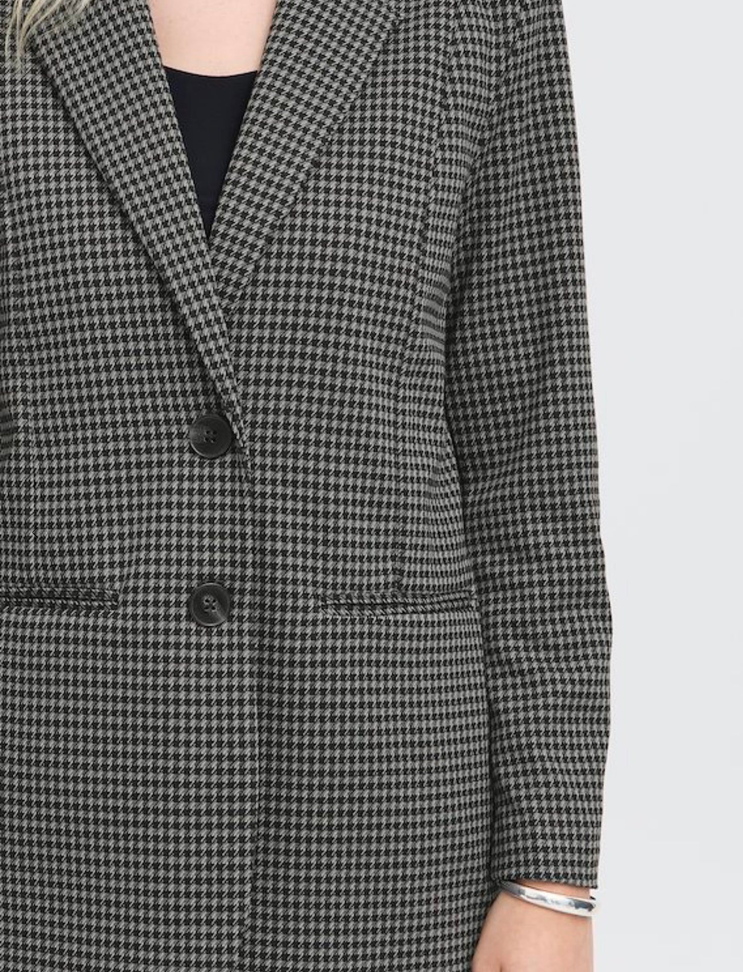 KATE HOUNDSTOOTH OVERSIZE BLAZER - Black/Grey Houndstooth