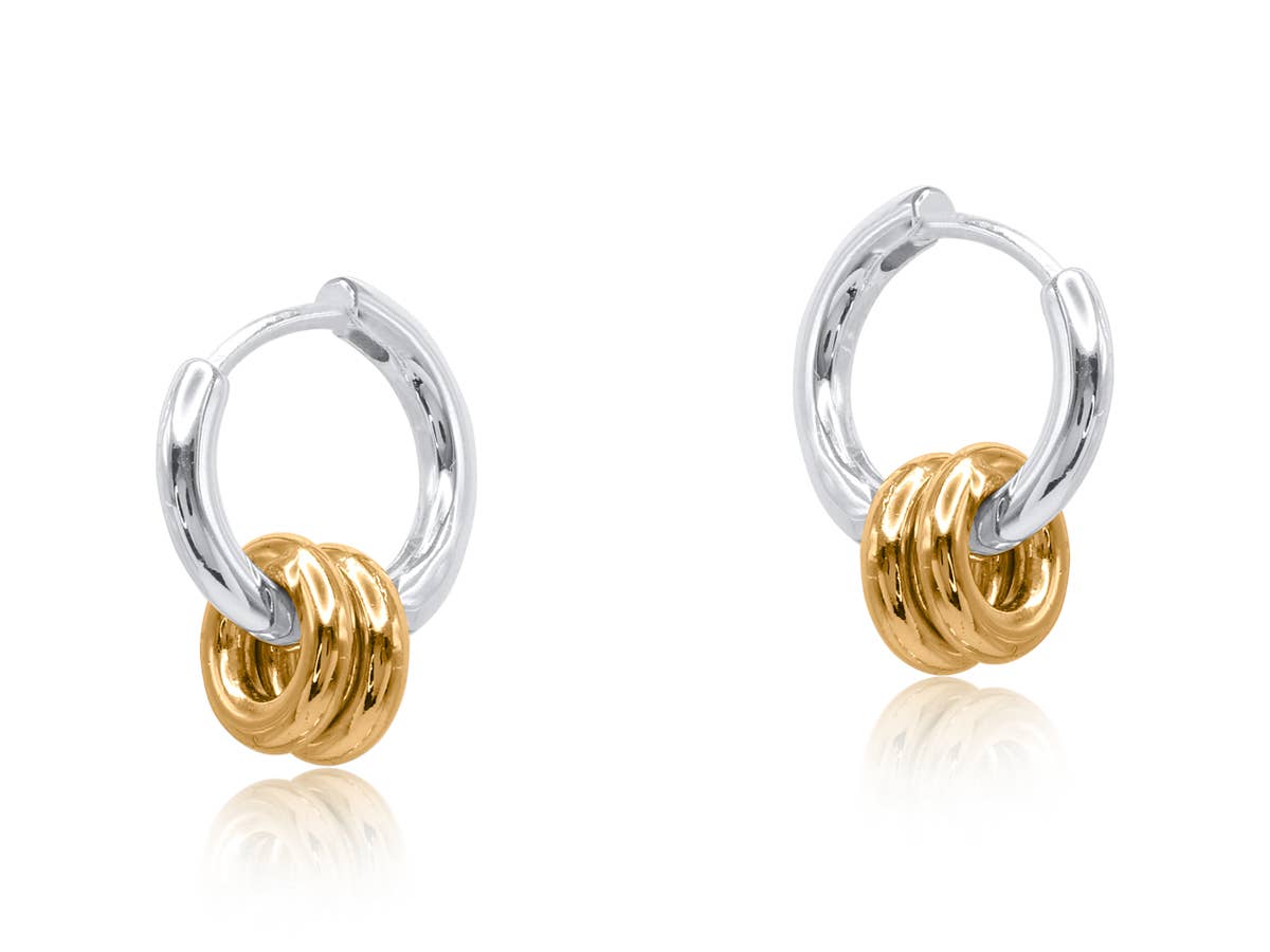 MAFALDA TWO TONE HOOP EARRINGS: TWO TONE SILVER