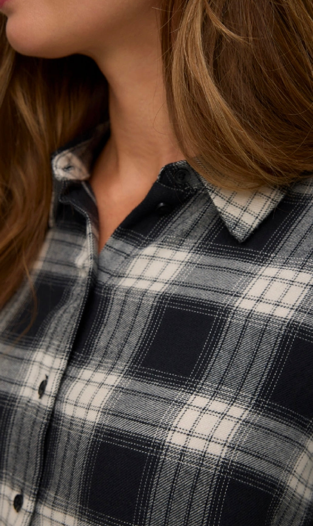 LARA LS CHECK SHIRT- Black/Oat