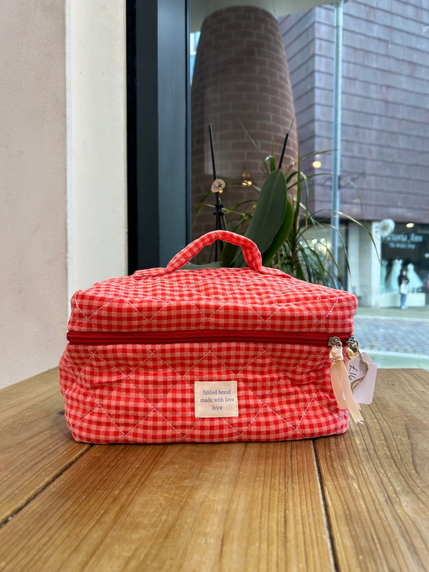 Red Gingham Wash Bag - Large