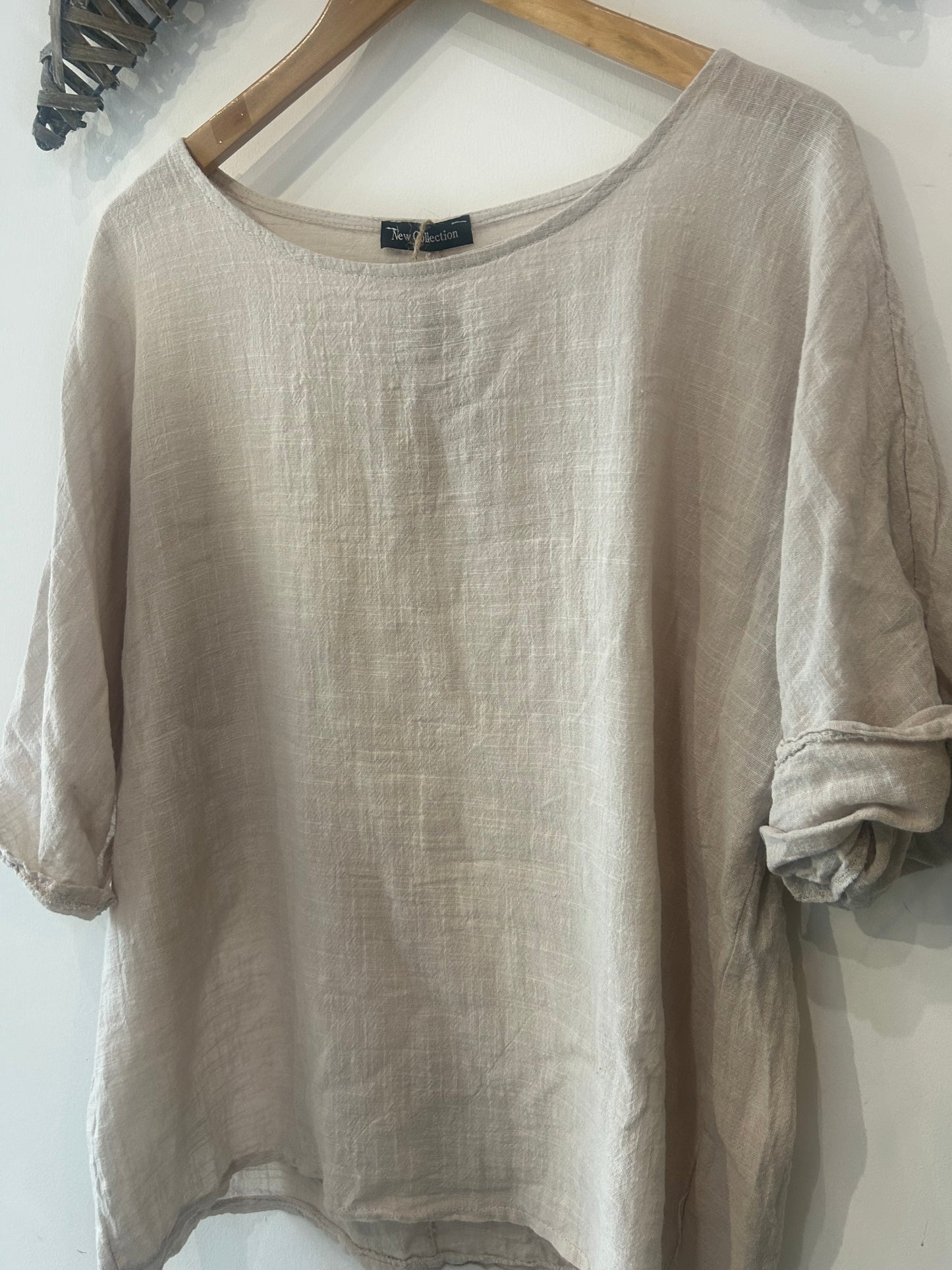 Linen 3/4 Sleeve Top - Oatmeal