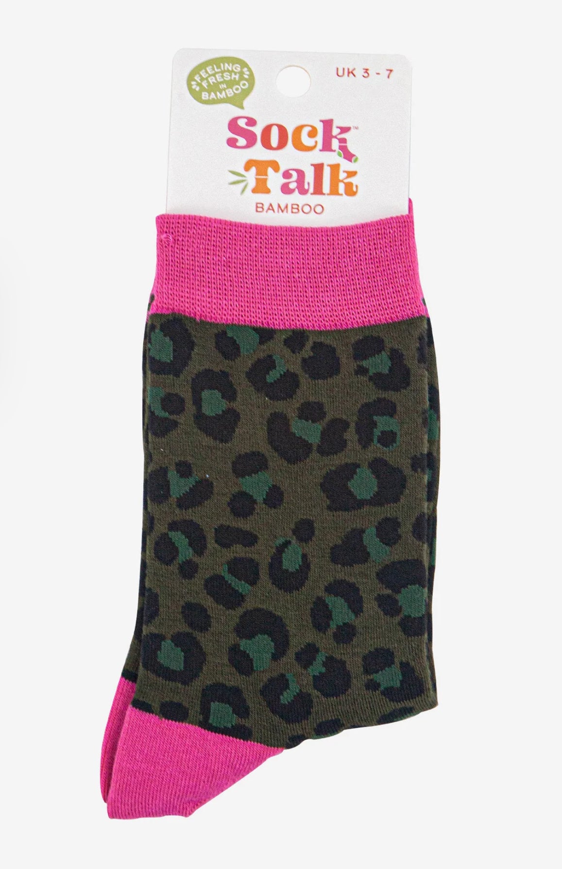 Bamboo Socks - Khaki Leopard Print
