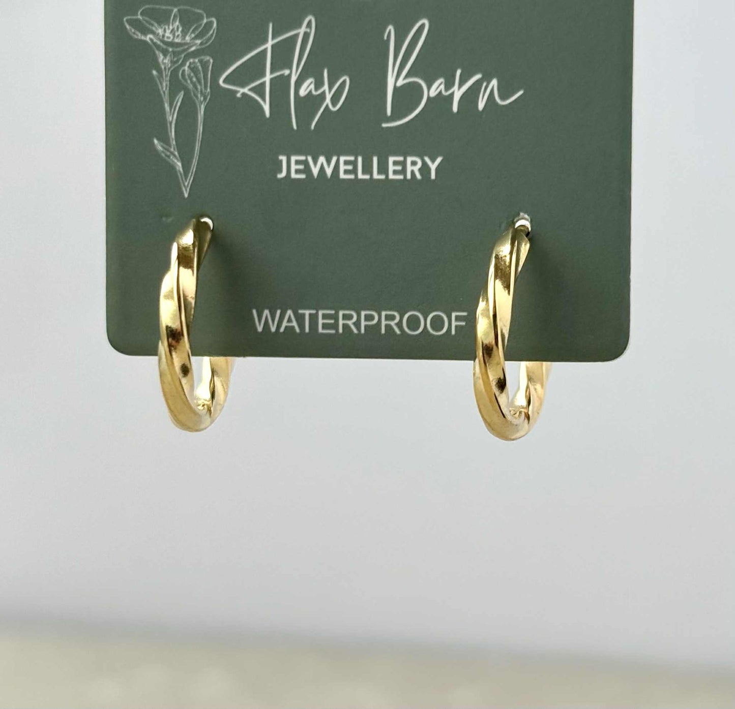 Tarnish Resistant Twisted Gold Huggie Hoops