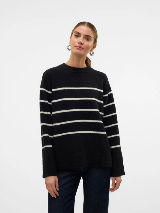 FLAWLESS LS O-NECK PULLOVER - Black w/Birch