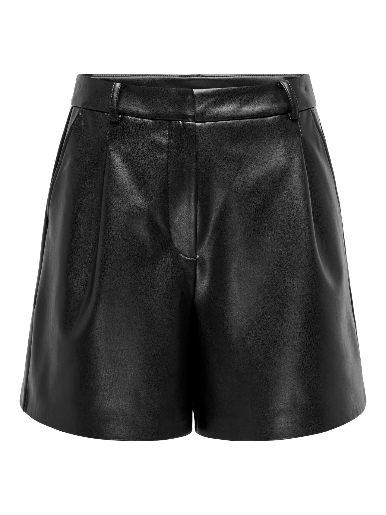 PENNY FAUX LEATHER SHORTS - Black