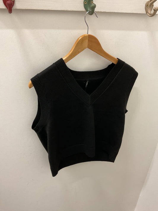 COCO SL VNECK VEST KNIT - Black