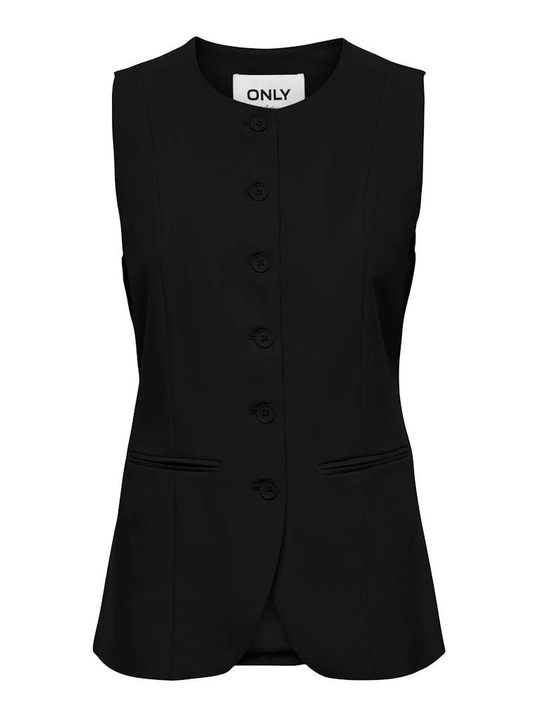 MALENA LIFE S/L LONG WAISTCOAT TLR - Black