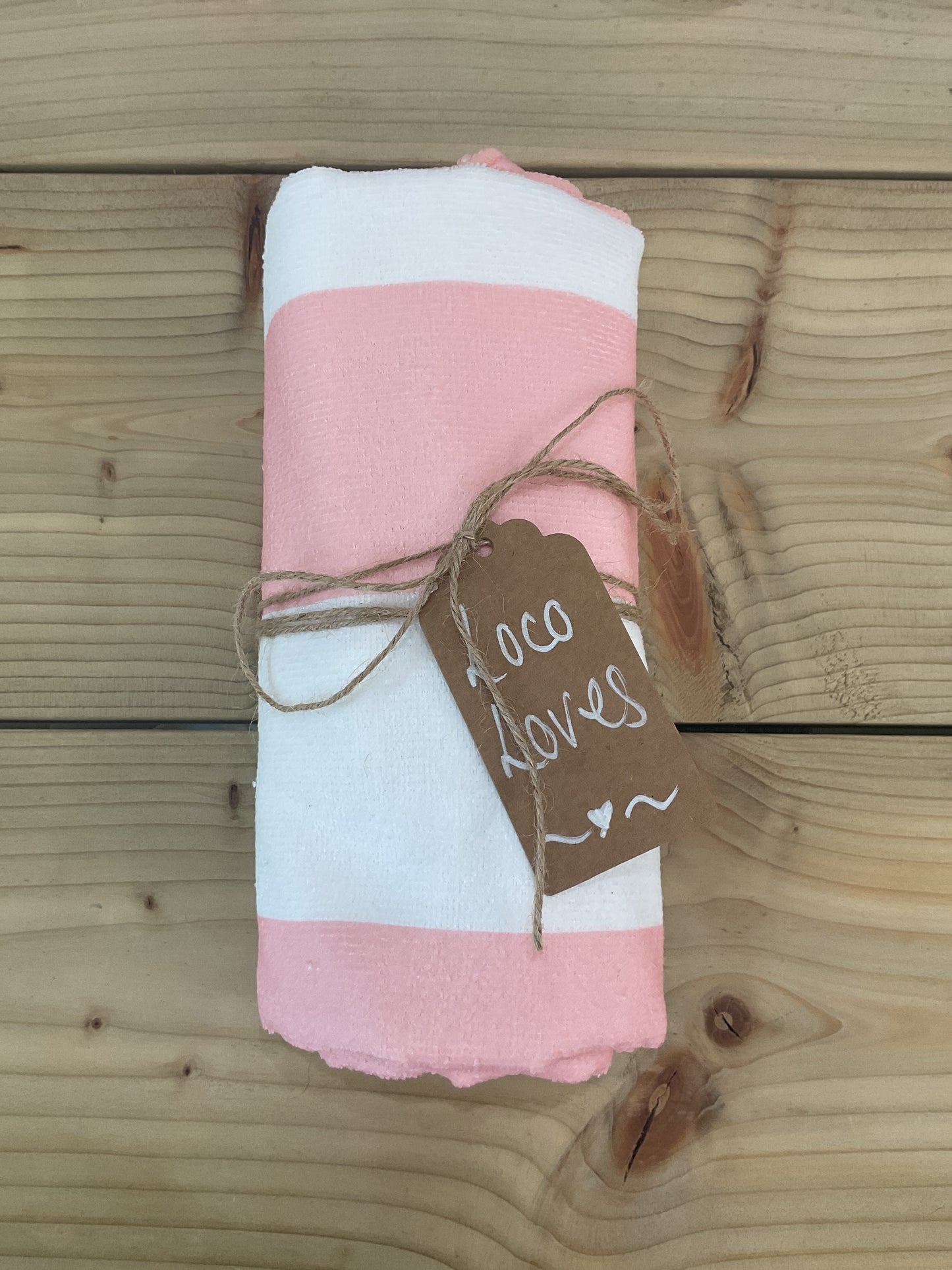 Striped Beach Towel - Peach / White