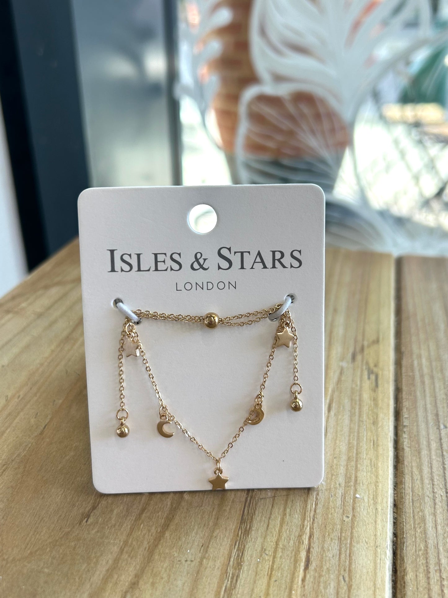Moon and Star Slider Bracelet - Gold