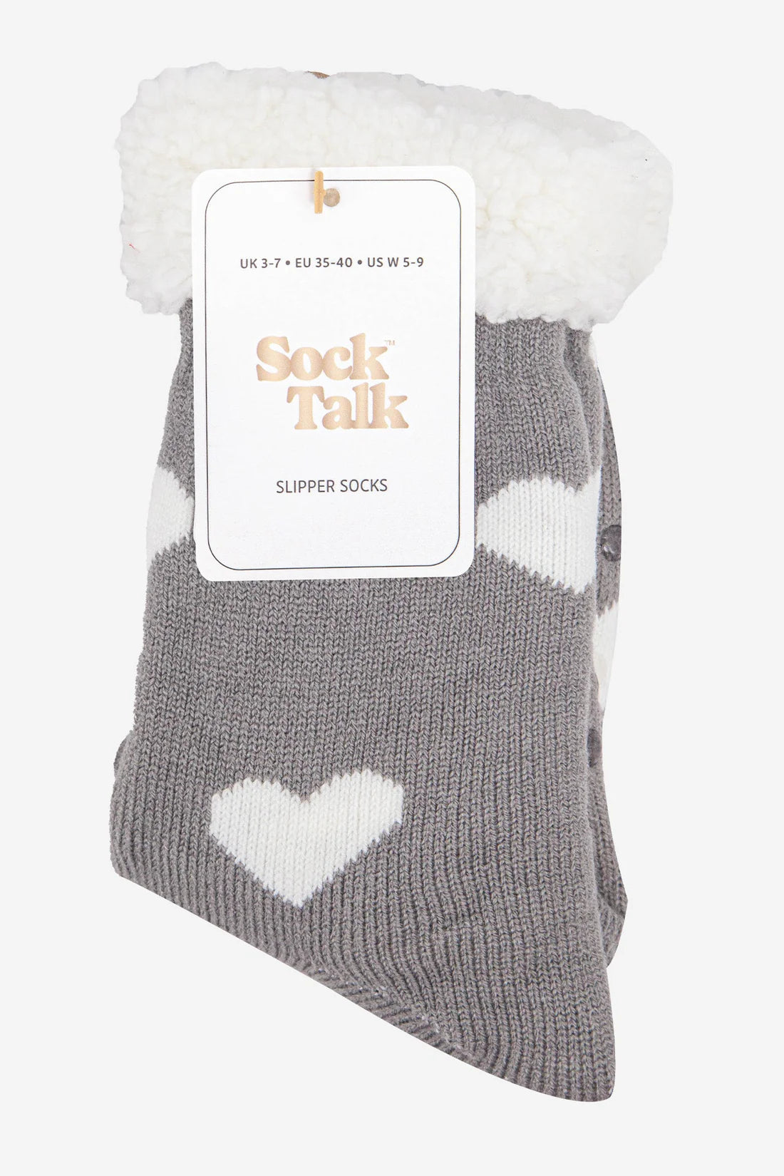 Slipper Socks - Grey Hearts