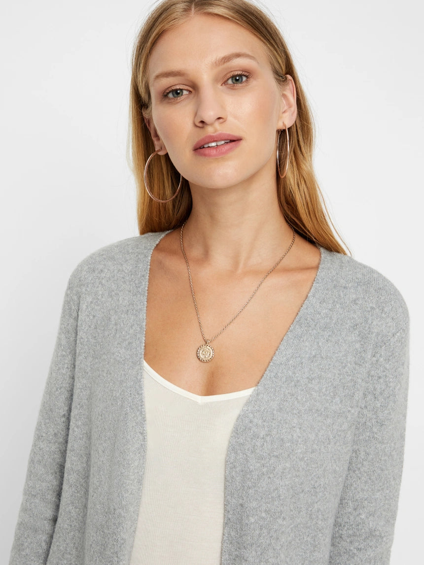 DOFFY LS LONG OPEN CARDIGAN - Light Grey Melange