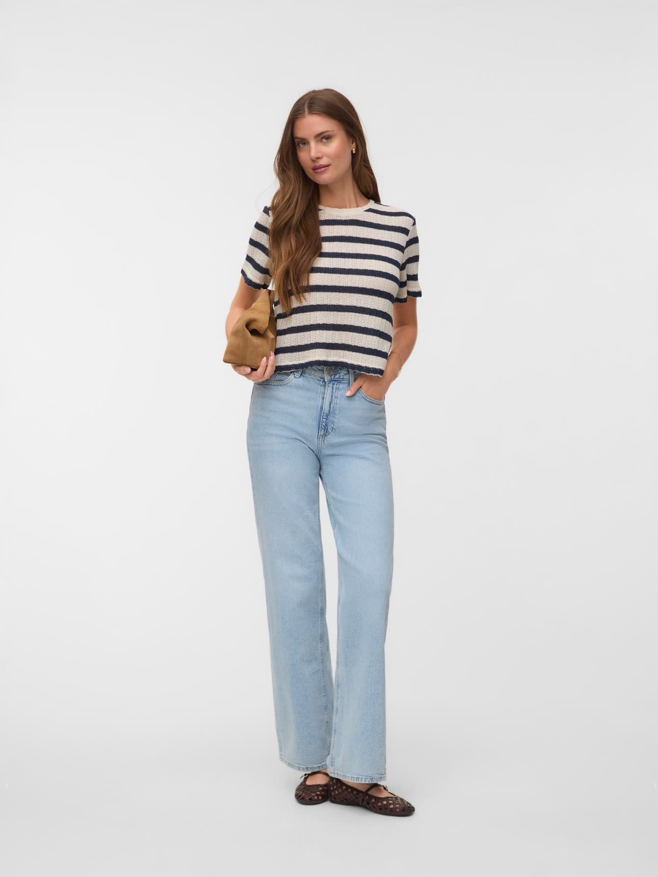 FREJA SS TOP - Birch/ Navy